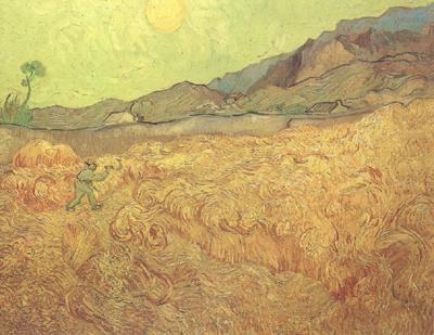 Vincent Van Gogh Wheat Fields with Reaper at Sunrise (nn04) china oil painting image